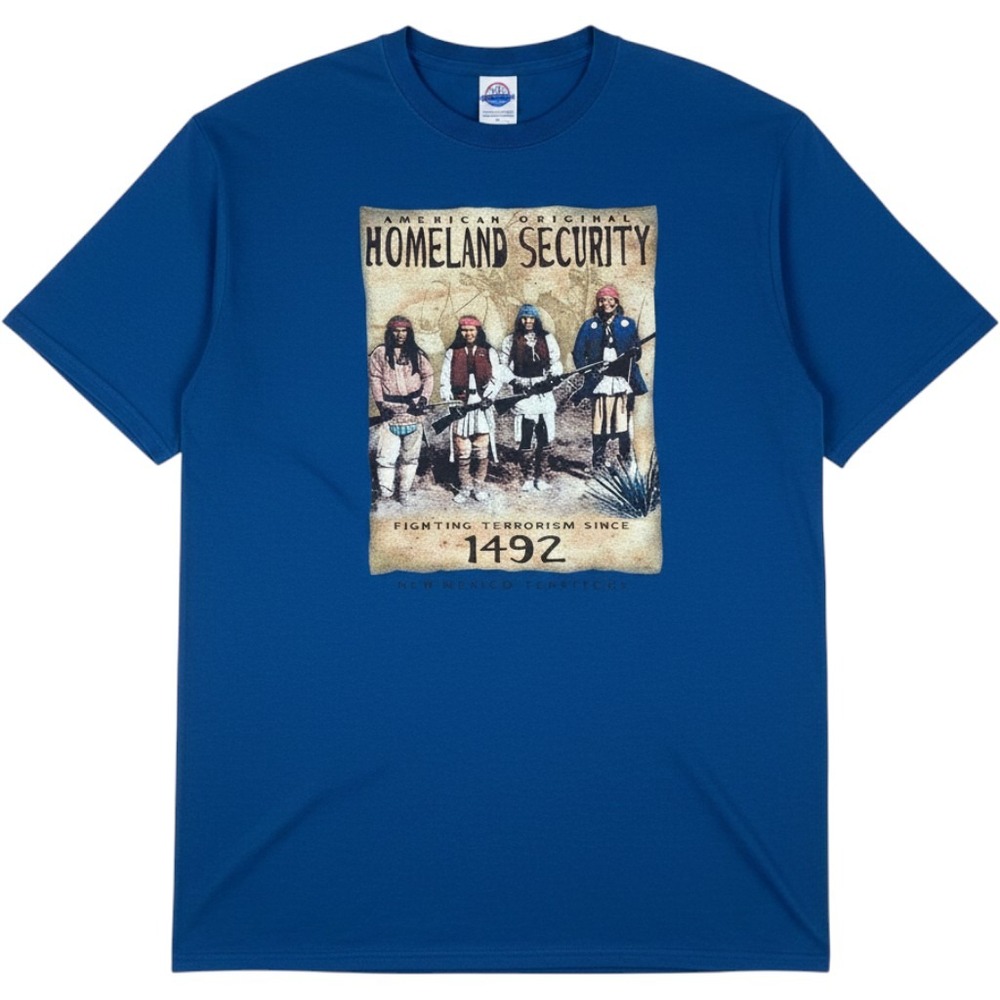Homeland Security Fighting Terrorism Since 1492 Mens XL Blue Graphic T Shirt Tee